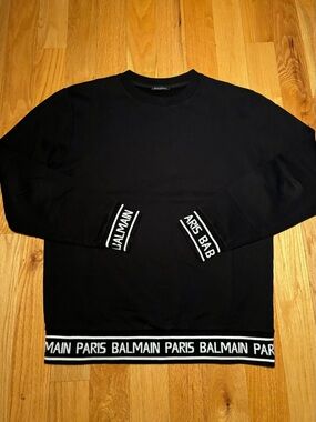 Balmain Logo Tape Crewneck Runway Sweatshirt